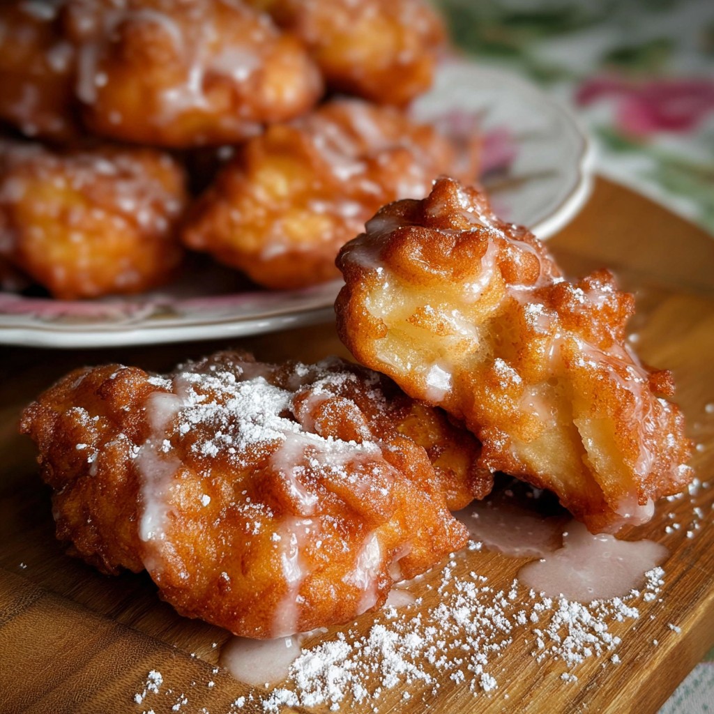 Golden fried treats drizzled with sweet glaze, these Easy Apple Fritters Recipe are a cozy Fall Desserts Easy option perfect for serving warm on chilly days
