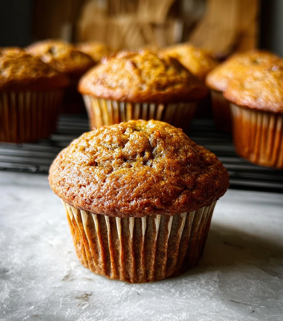 Moist and fluffy banana pumpkin muffins with a golden-brown top are cooling on a rack, making a delicious banana pumpkin muffins recipe that’s a cozy favorite in seasonal pumpkin recipes.