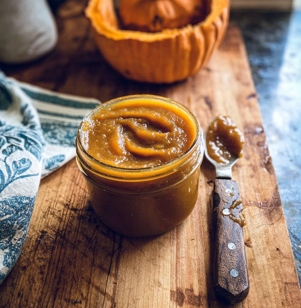 A creamy swirl of pumpkin fluff dip in a rustic bowl highlights the cozy flavors of homemade pumpkin butter, making this a healthy fall treat featured in seasonal pumpkin recipes.