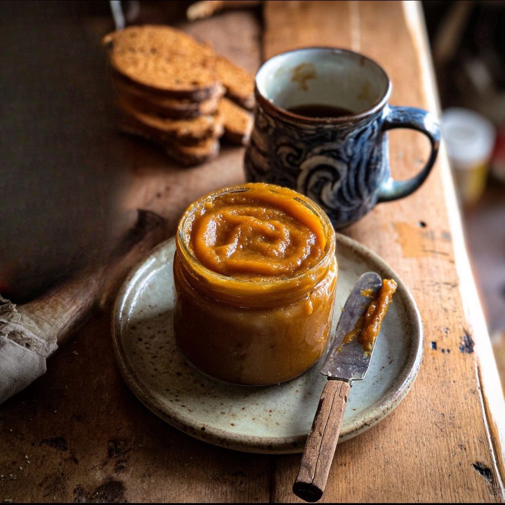A creamy swirl of pumpkin fluff dip in a rustic bowl highlights the cozy flavors of homemade pumpkin butter, making this a healthy fall treat featured in seasonal pumpkin recipes.