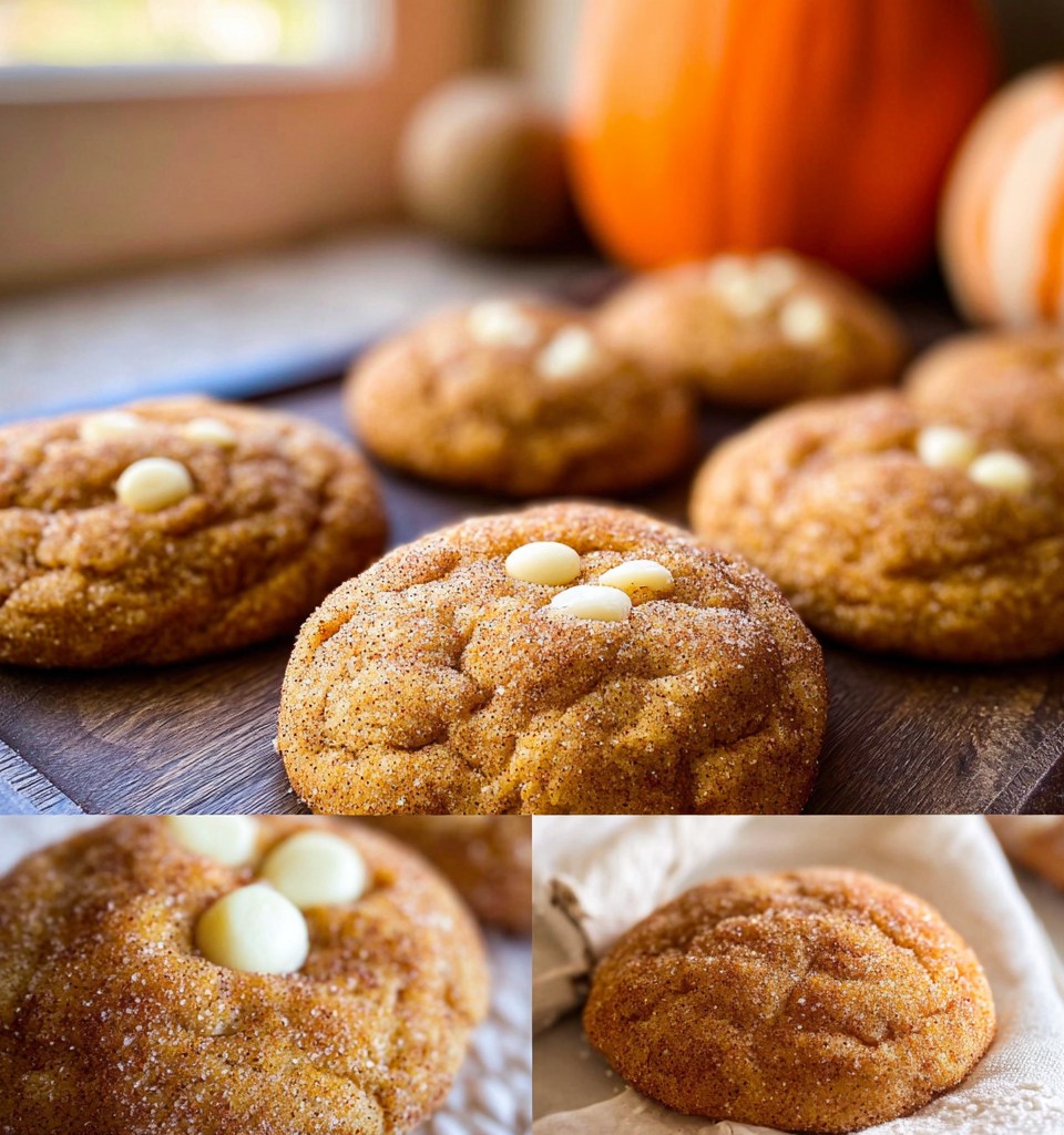 White Chocolate Pumpkin snickerdoodle Cookies