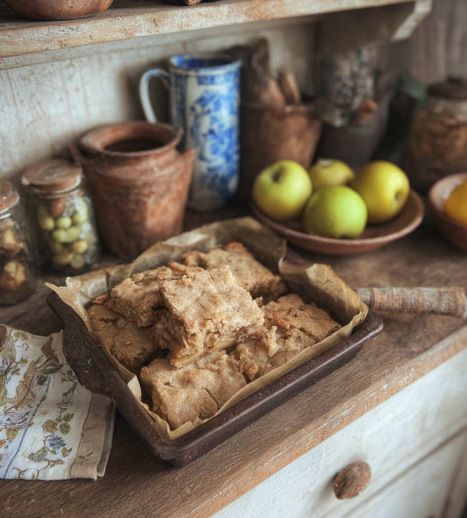A pan of chewy apple brownies with chunks of fresh apple, perfect for anyone looking for apple brownies and Apple Recipes Easy