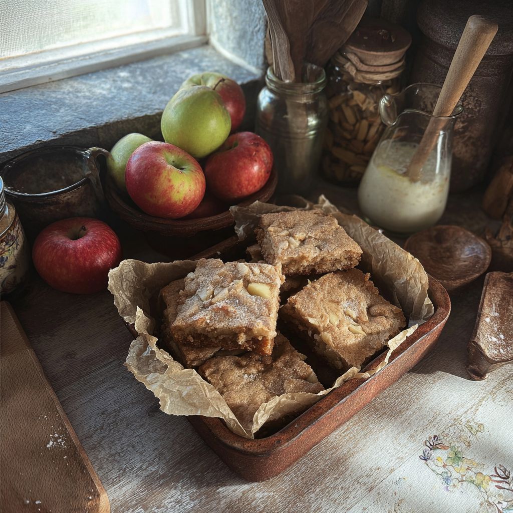 A pan of chewy apple brownies with chunks of fresh apple, perfect for anyone looking for apple brownies and Apple Recipes Easy.